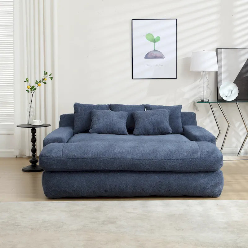 Canapé paresseux 2 places en chenille avec 5 coussins de dossier
