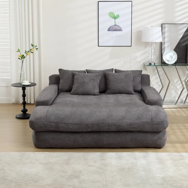 Canapé paresseux 2 places en chenille avec 5 coussins de dossier