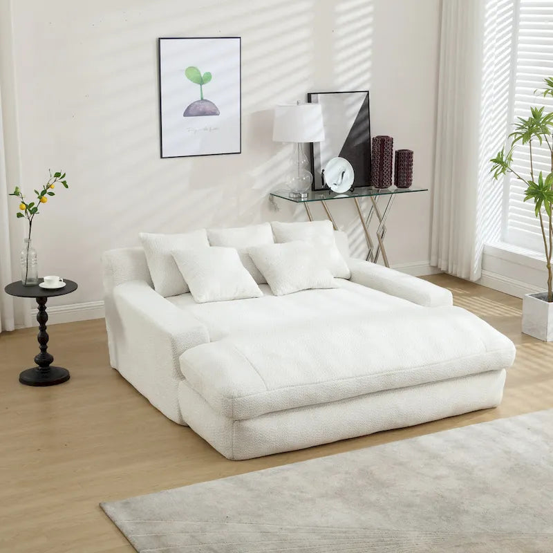 Canapé paresseux 2 places en chenille avec 5 coussins de dossier