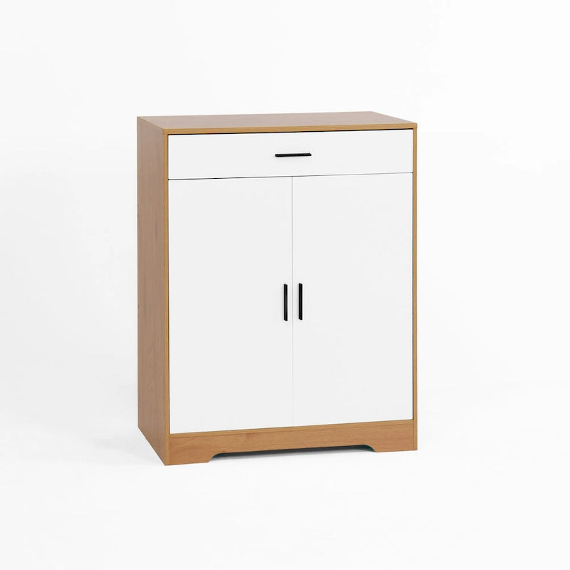 Meuble à Chaussures, Étagère à Chaussures à 4 Niveaux avec 1 Tiroir, Meuble de Rangement à Chaussures Autoportant avec 2 Portes et Étagères Réglables
