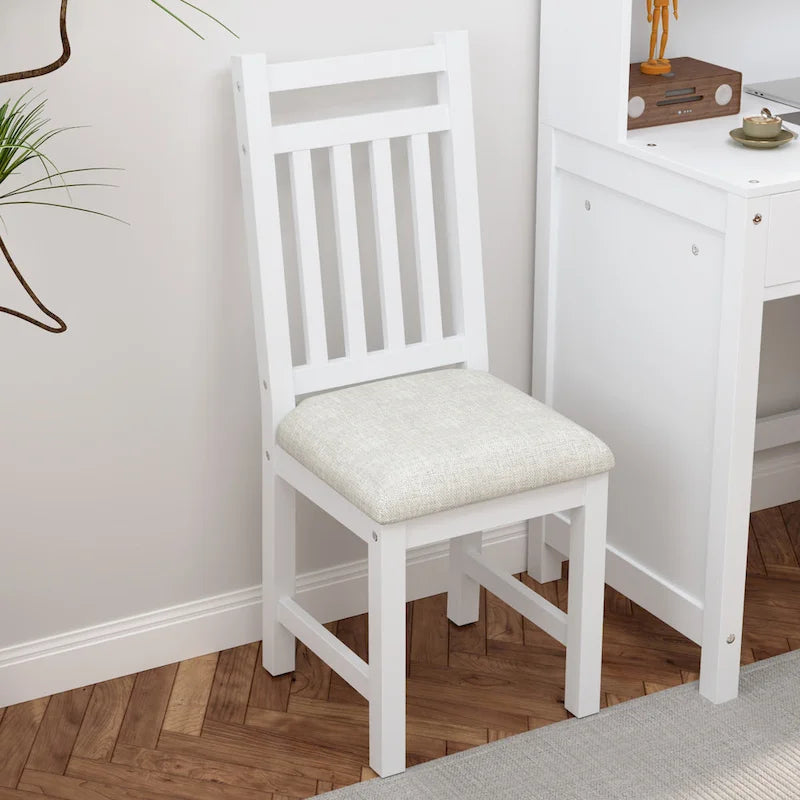 Bureau d'ordinateur avec quatre tiroirs, étagère de rangement et chaise, idéal pour le bureau ou l'étude dans la chambre ou le salon