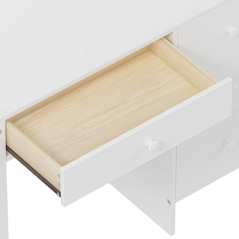 Bureau d'ordinateur avec quatre tiroirs, étagère de rangement et chaise, idéal pour le bureau ou l'étude dans la chambre ou le salon