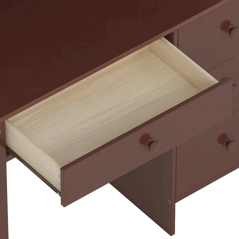Bureau d'ordinateur avec quatre tiroirs, étagère de rangement et chaise, idéal pour le bureau ou l'étude dans la chambre ou le salon