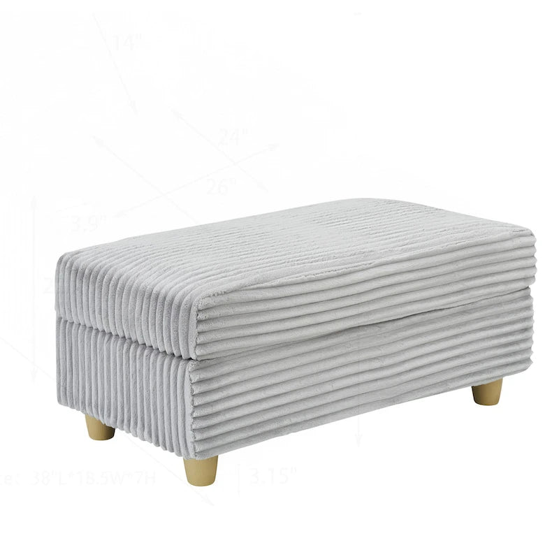Canapé confortable en velours côtelé avec plusieurs coussins et options de rangement