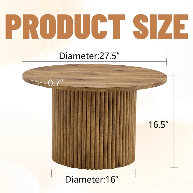 Table basse ronde moderne avec pieds cylindriques Table centrale en bois avec espace de rangement dissimulé Table basse de salon