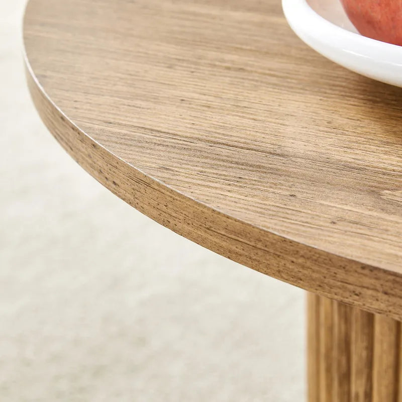 Table basse ronde moderne avec pieds cylindriques Table centrale en bois avec espace de rangement dissimulé Table basse de salon