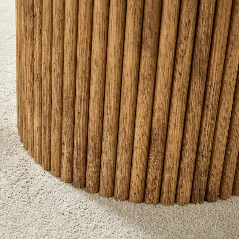 Table basse ronde moderne avec pieds cylindriques Table centrale en bois avec espace de rangement dissimulé Table basse de salon