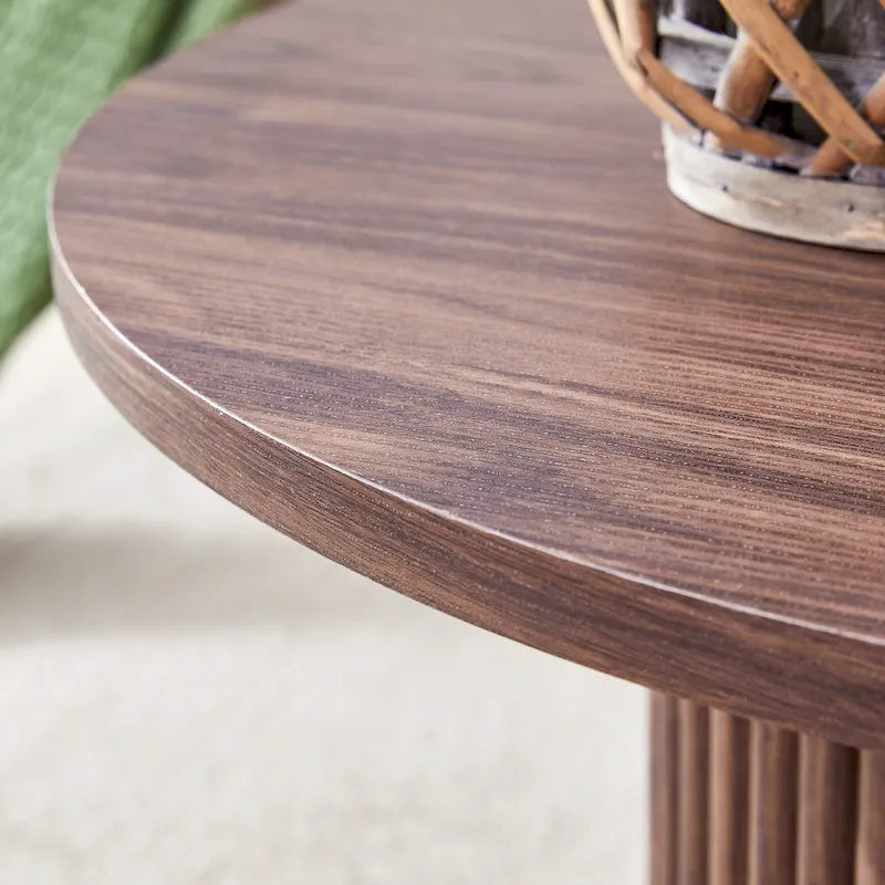 Table basse ronde moderne avec pieds cylindriques Table centrale en bois avec espace de rangement dissimulé Table basse de salon