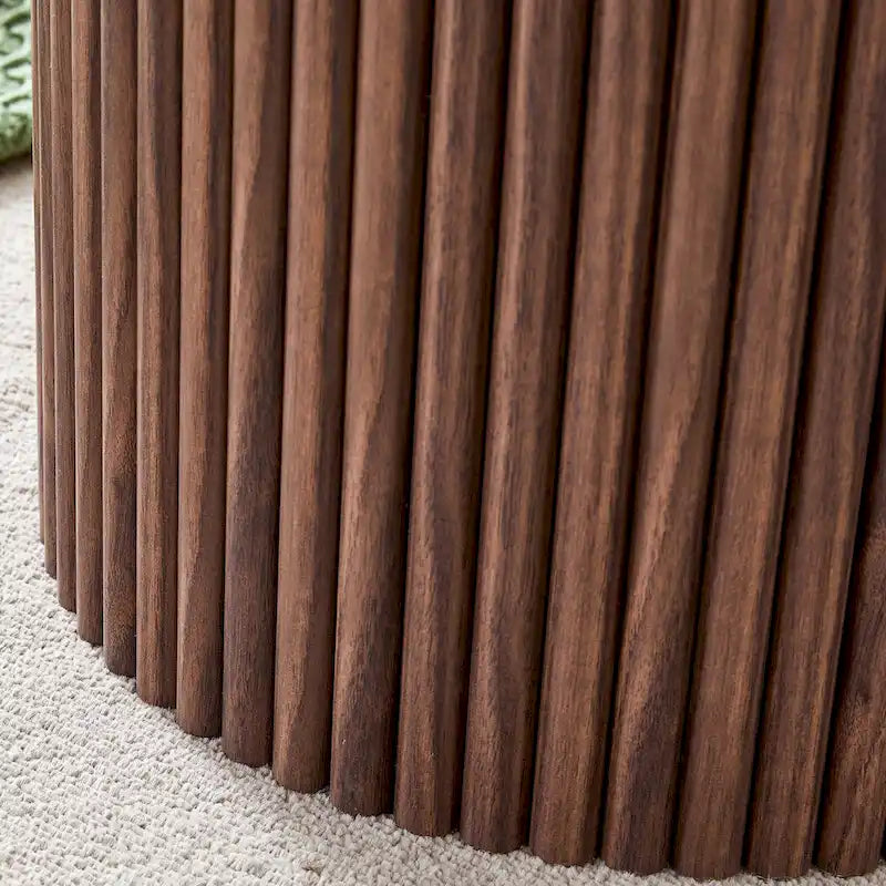 Table basse ronde moderne avec pieds cylindriques Table centrale en bois avec espace de rangement dissimulé Table basse de salon