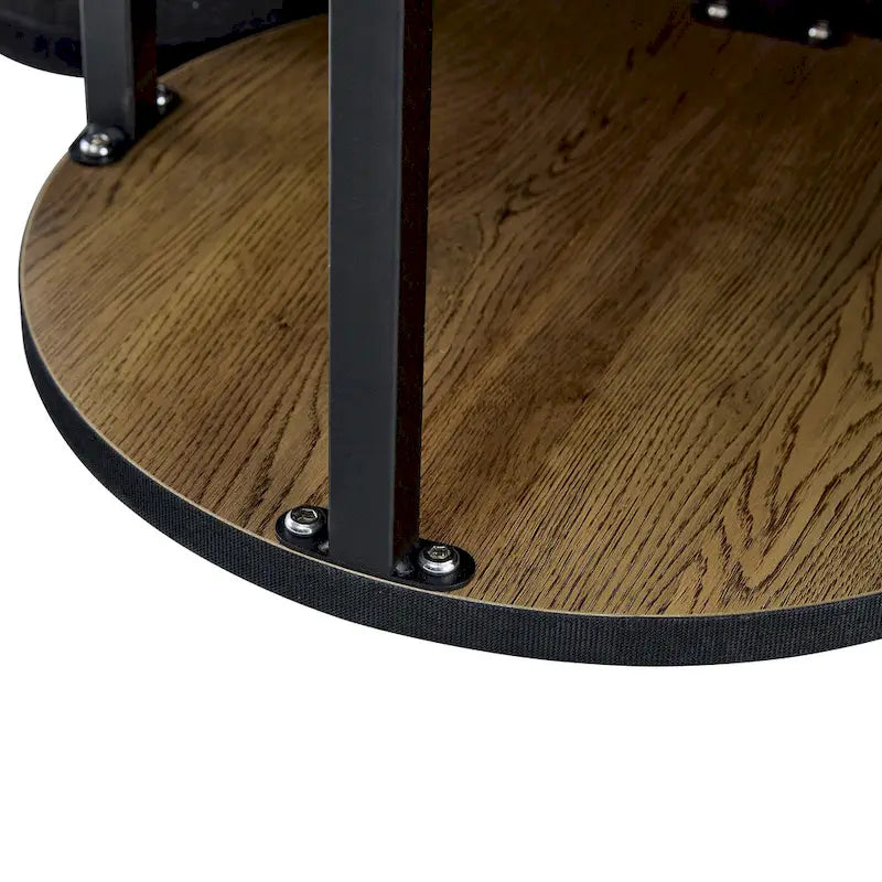 Table basse ronde moderne avec pieds cylindriques Table centrale en bois avec espace de rangement dissimulé Table basse de salon