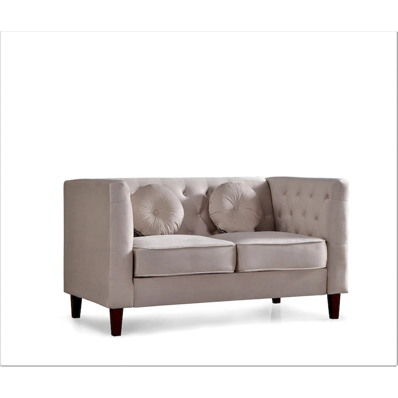Causeuse Chesterfield classique en velours avec pieds en bois