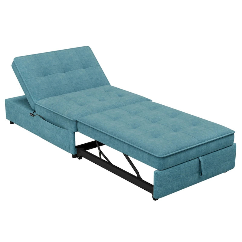 Canapé convertible 3 places 4-en-1 en lin 72,5" avec dossier réglable sur 5 niveaux et poche de rangement