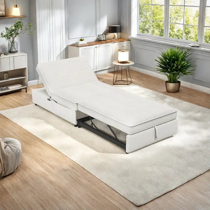 Canapé convertible 3 places 4-en-1 en lin 72,5" avec dossier réglable sur 5 niveaux et poche de rangement