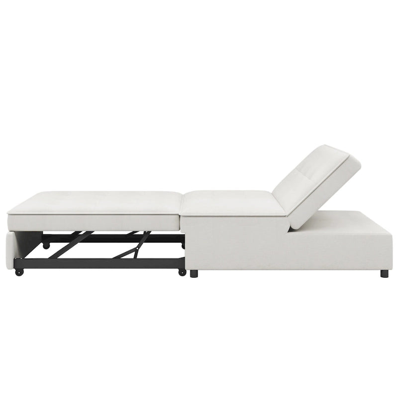 Canapé convertible 3 places 4-en-1 en lin 72,5" avec dossier réglable sur 5 niveaux et poche de rangement