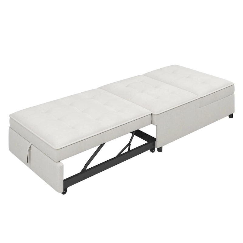 Canapé convertible 3 places 4-en-1 en lin 72,5" avec dossier réglable sur 5 niveaux et poche de rangement