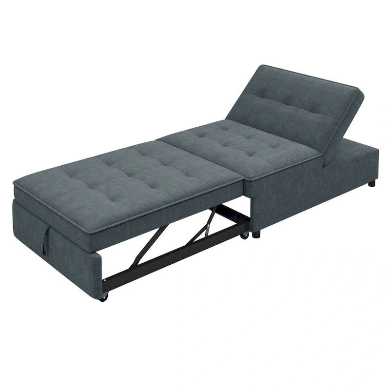 Canapé convertible 3 places 4-en-1 en lin 72,5" avec dossier réglable sur 5 niveaux et poche de rangement