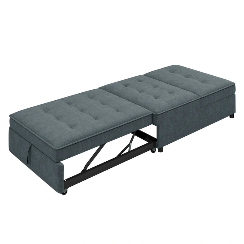 Canapé convertible 3 places 4-en-1 en lin 72,5" avec dossier réglable sur 5 niveaux et poche de rangement