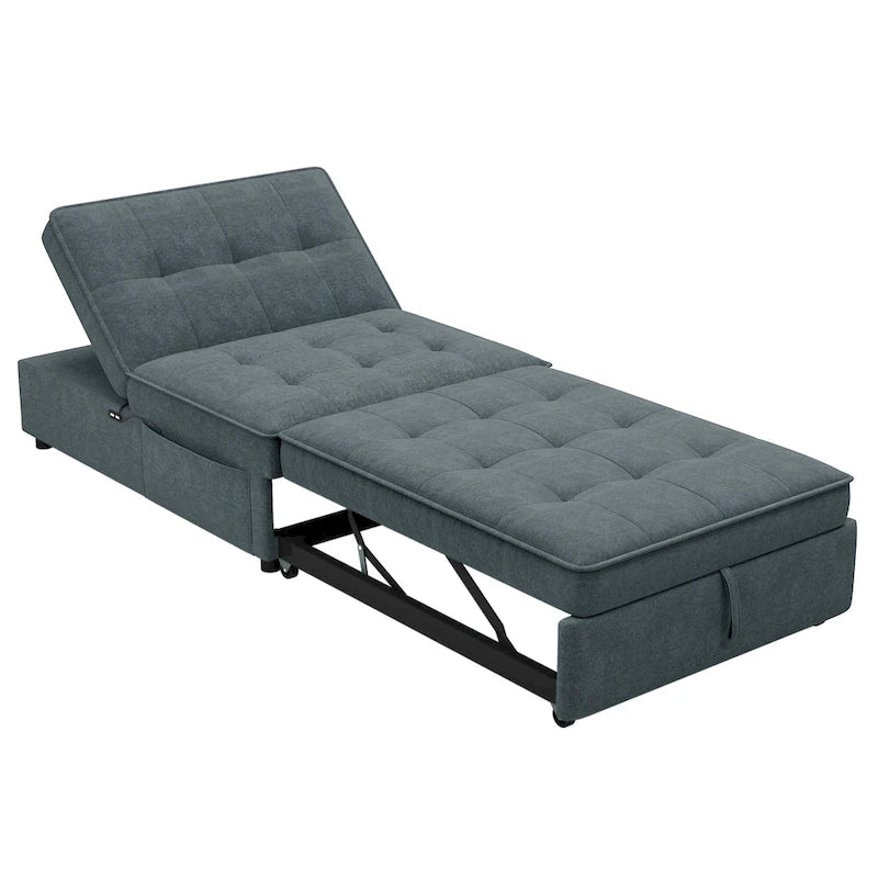 Canapé convertible 3 places 4-en-1 en lin 72,5" avec dossier réglable sur 5 niveaux et poche de rangement