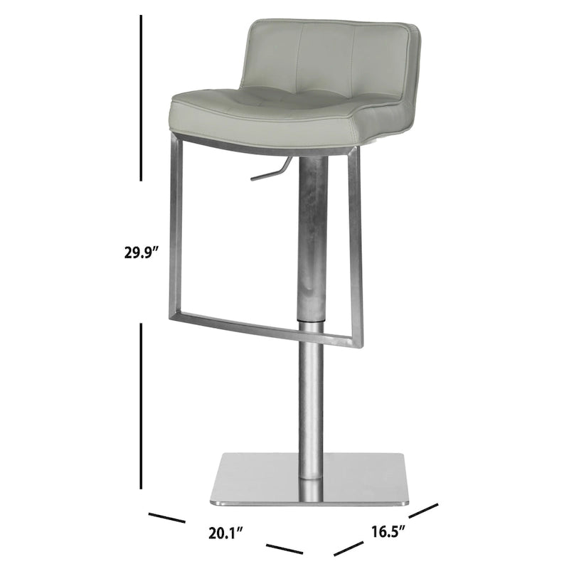 Tabouret de bar pivotant réglable en cuir blanc, hauteur 63-87 cm