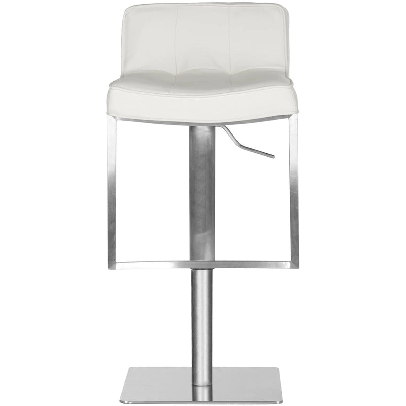 Tabouret de bar pivotant réglable en cuir blanc, hauteur 63-87 cm
