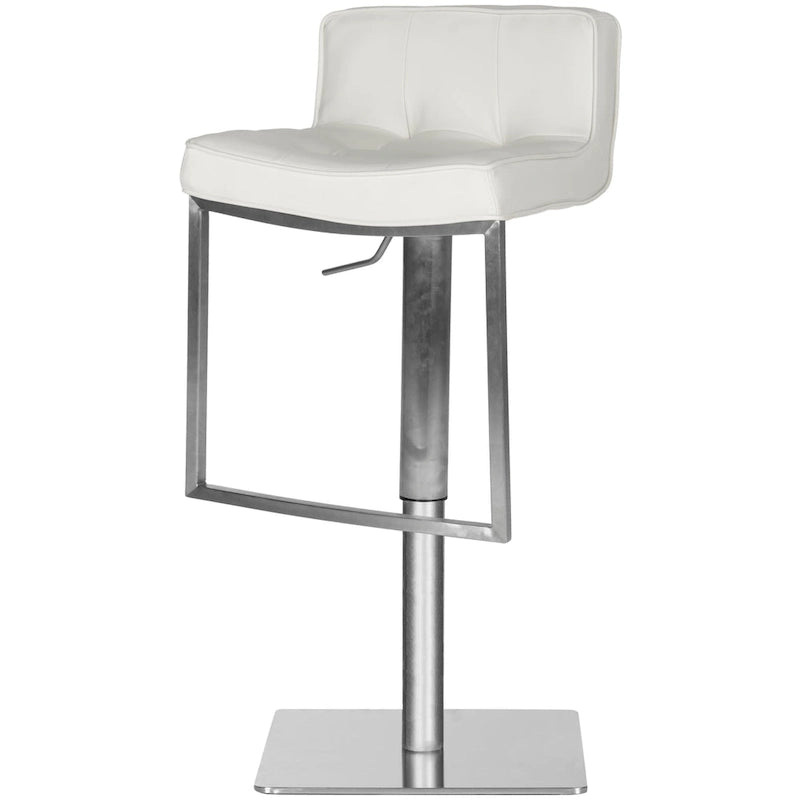 Tabouret de bar pivotant réglable en cuir blanc, hauteur 63-87 cm