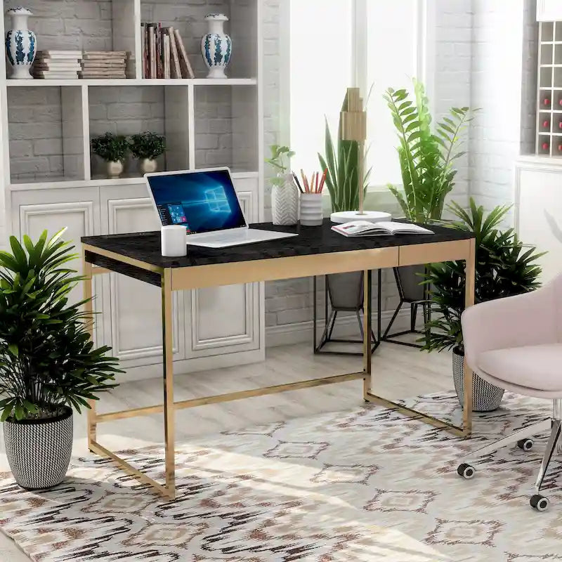 Bureau informatique moderne en acier de 48 pouces avec ports de chargement