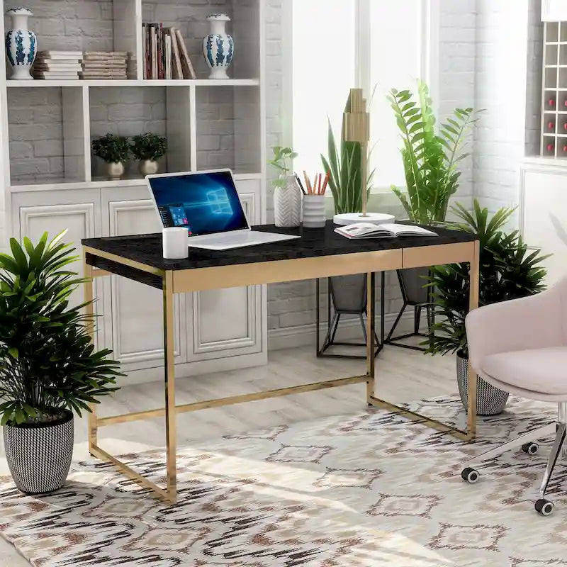 Bureau informatique moderne en acier de 48 pouces avec ports de chargement