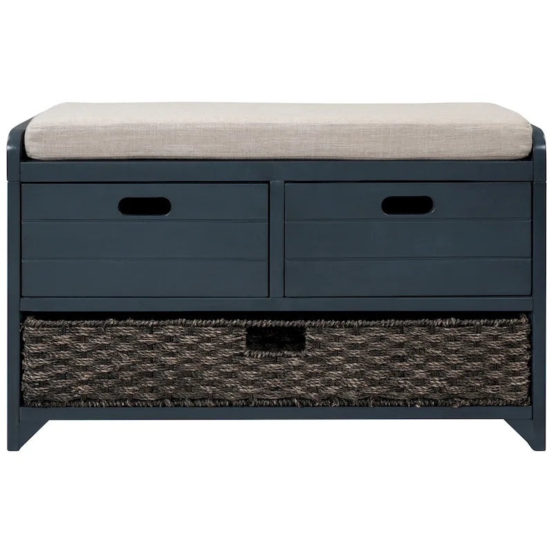 Banc de rangement avec panier amovible et 2 tiroirs