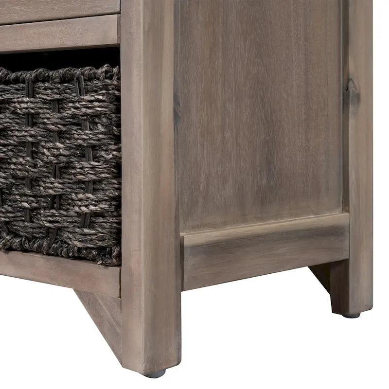 Banc de rangement avec panier amovible et 2 tiroirs