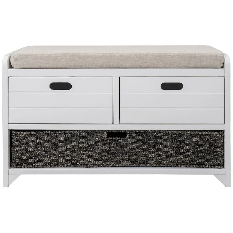 Banc de rangement avec panier amovible et 2 tiroirs