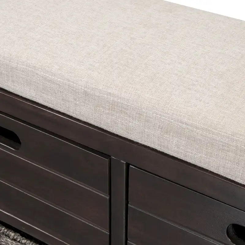 Banc de rangement avec panier amovible et 2 tiroirs