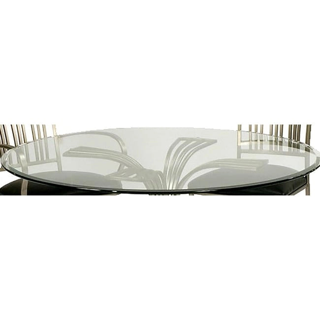 Table de salle à manger ronde en nickel brossé et verre