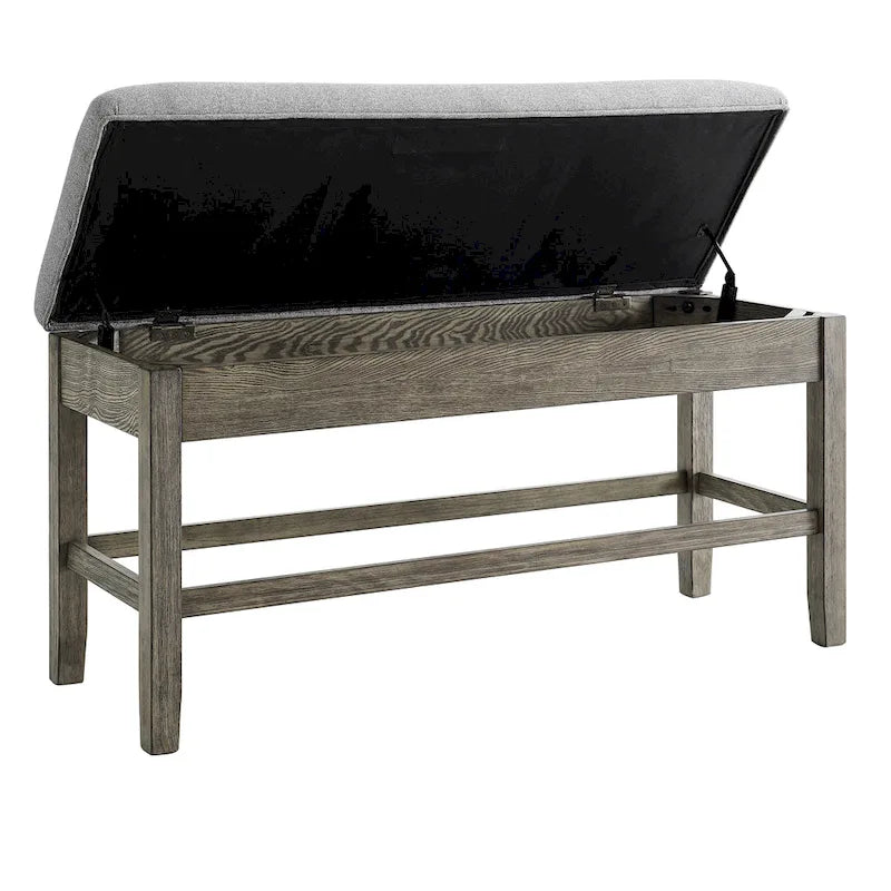 Banc-coffre de rangement en bois flotté