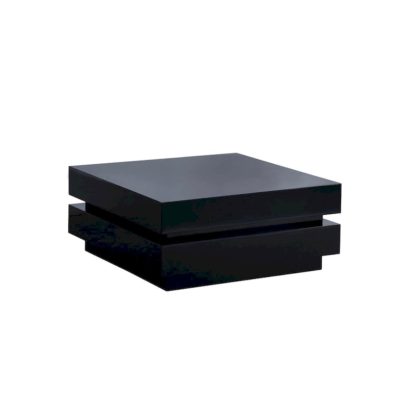Table Basse LED Design Moderne Euro avec Télécommande, Noire