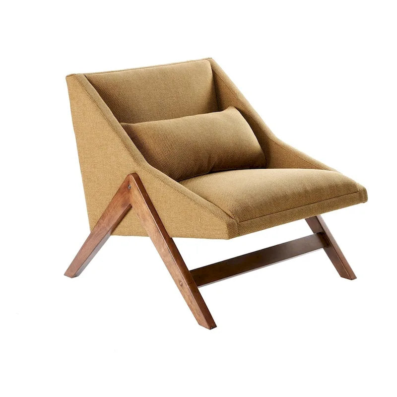 Fauteuil Moutarde et Noyer Pécan