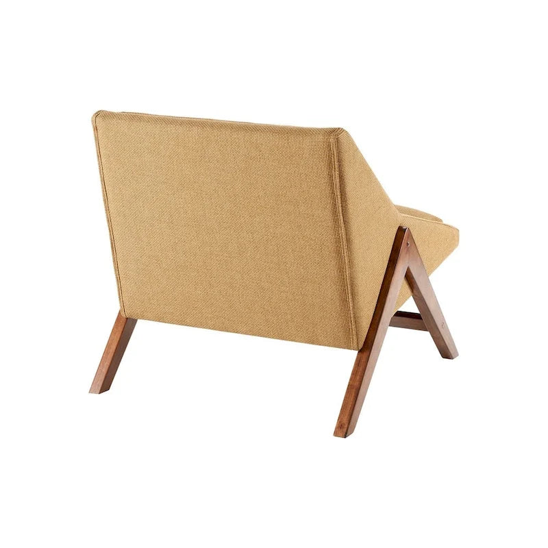 Fauteuil Moutarde et Noyer Pécan