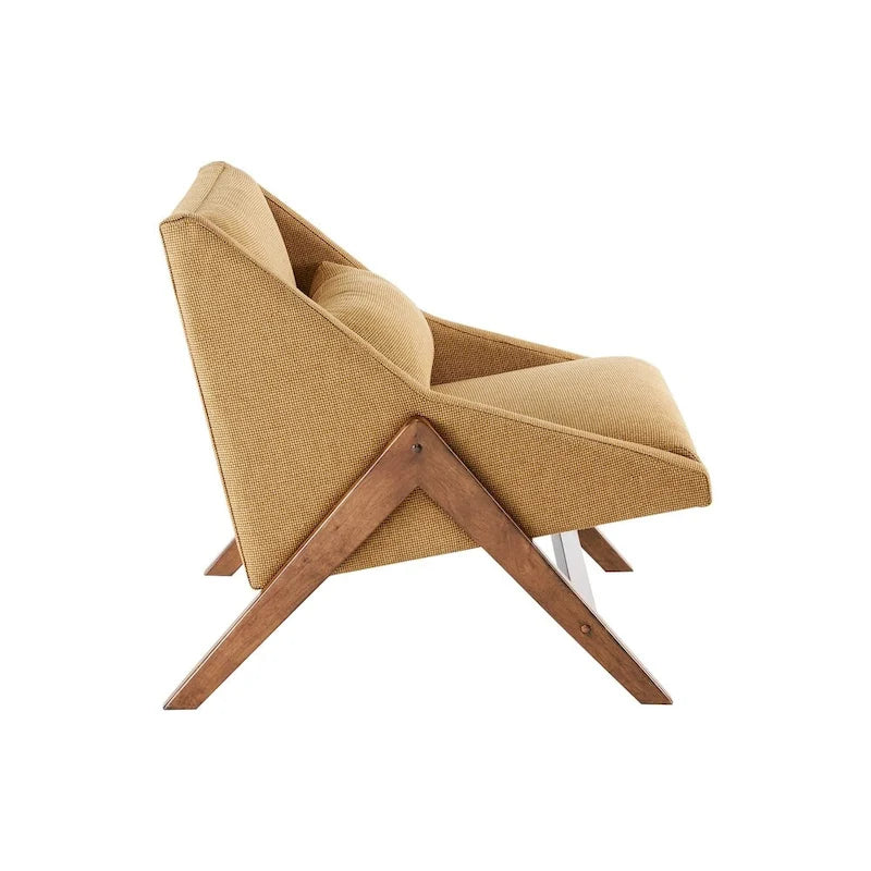 Fauteuil Moutarde et Noyer Pécan