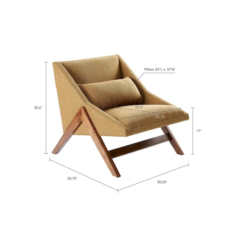 Fauteuil Moutarde et Noyer Pécan