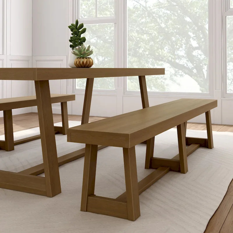 Banc de salle à manger classique en bois massif style ferme - 86 po