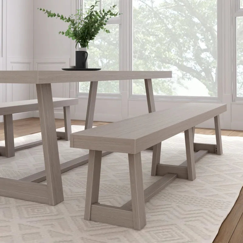 Banc de salle à manger classique en bois massif style ferme - 86 po