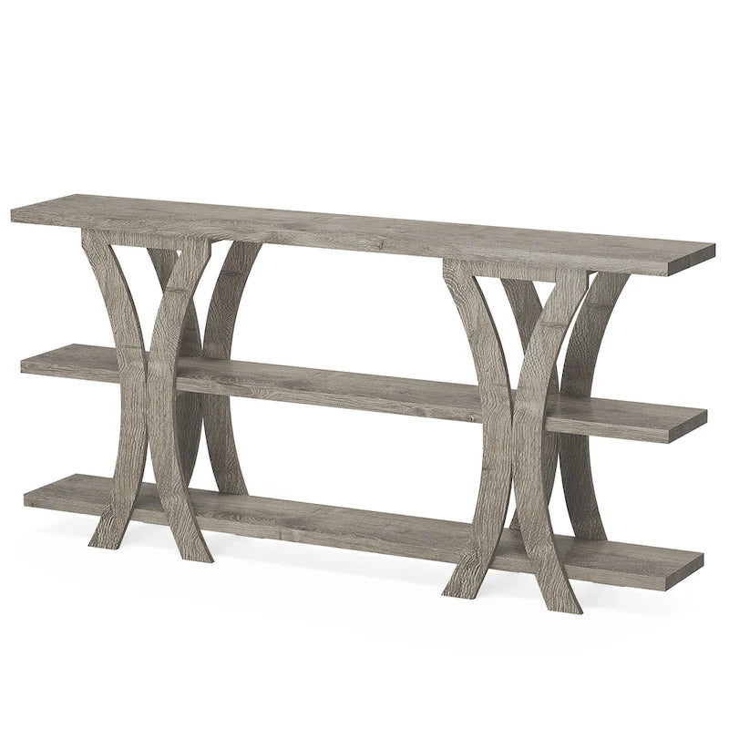 Console étroite de 180 cm avec 3 étagères