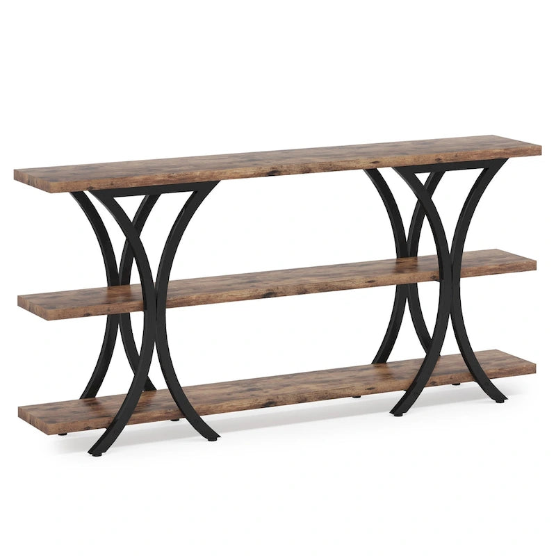 Console étroite de 180 cm avec 3 étagères