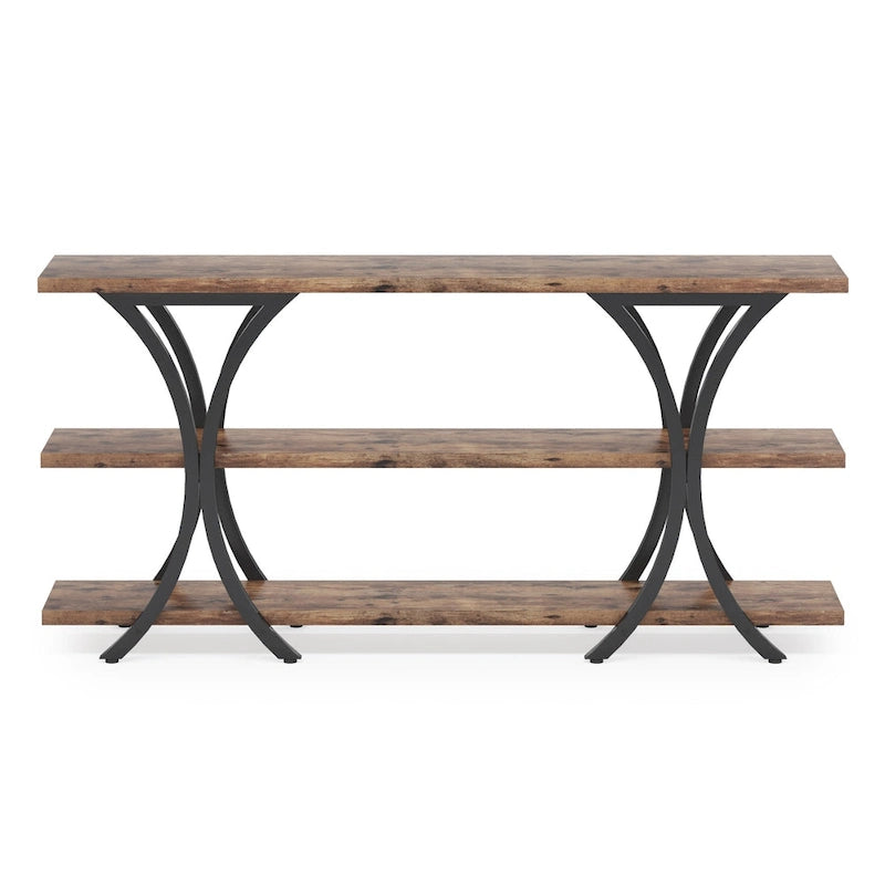 Console étroite de 180 cm avec 3 étagères