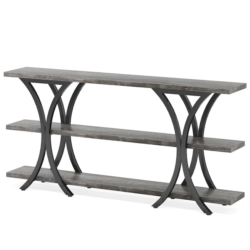 Console étroite de 180 cm avec 3 étagères