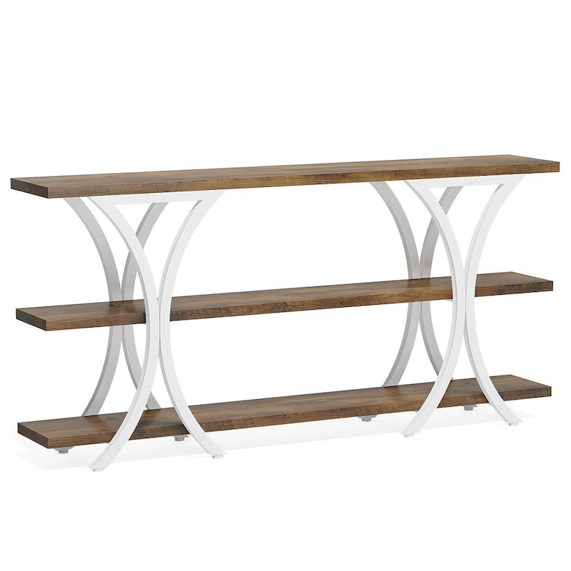 Console étroite de 180 cm avec 3 étagères