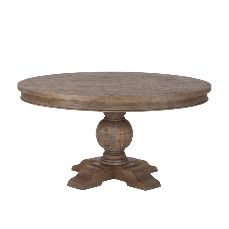 Table de salle à manger ronde en manguier vieilli