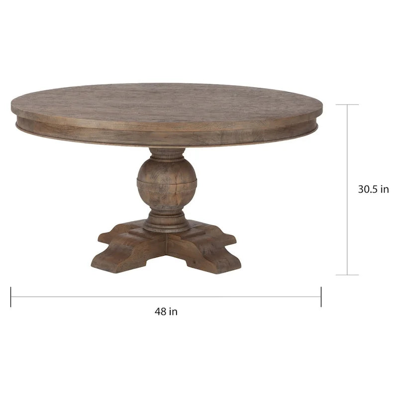 Table de salle à manger ronde en manguier vieilli