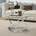 Table basse Accent avec dessus en verre et en pierre et base en métal