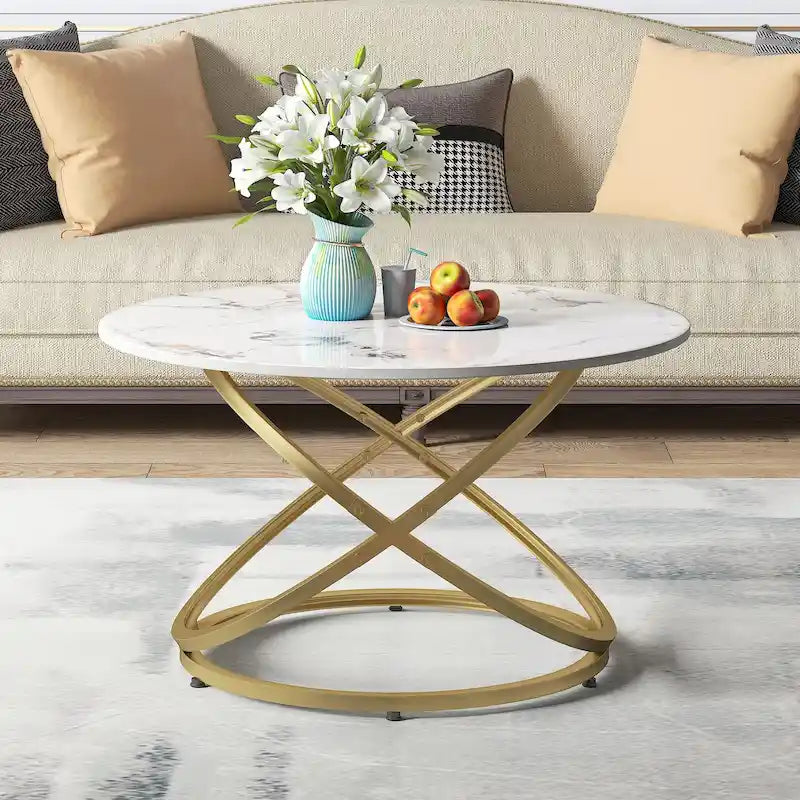 Table basse Accent avec dessus en verre et en pierre et base en métal