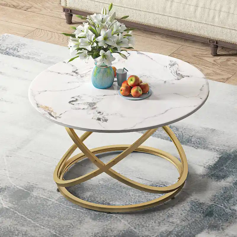 Table basse Accent avec dessus en verre et en pierre et base en métal